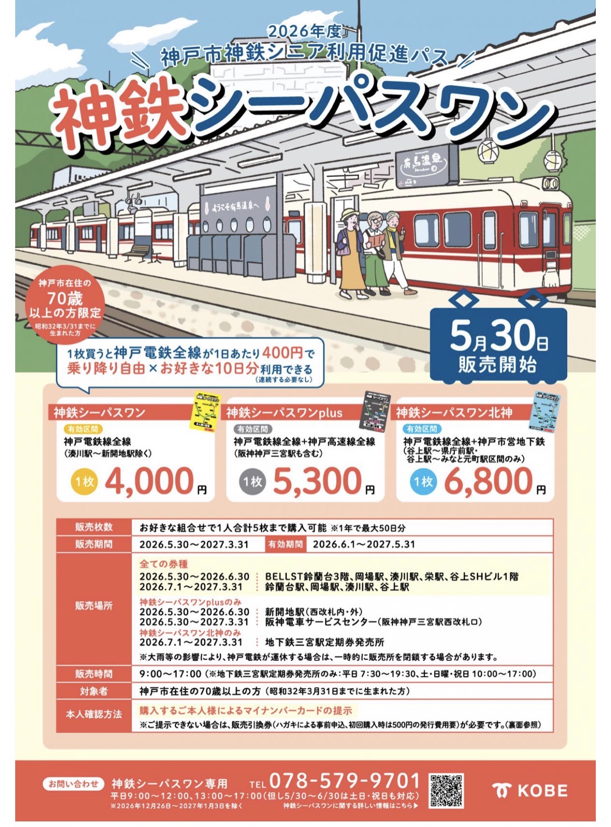 神戸市・神戸電鉄 社会実験 企画乗車券「神鉄シーパスワン」の販売開始
